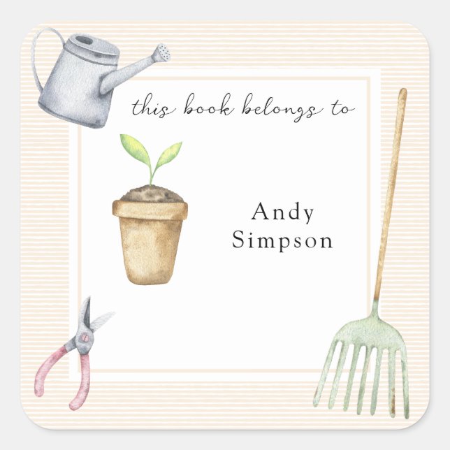 Sticker Carré Petite Pousse Ce livre appartient à (Devant)