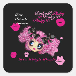 Sticker Carré Petites amies Kawaii, meilleurs amis cadeaux pour