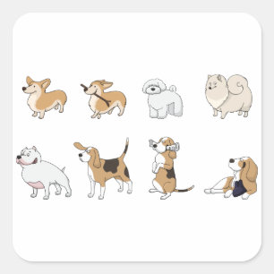 Sticker Carré petits chiens