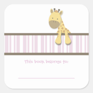 Sticker Carré Petits ex-libris de girafe {rose}
