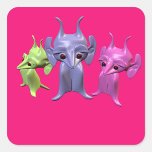 Sticker Carré Petits Martiens