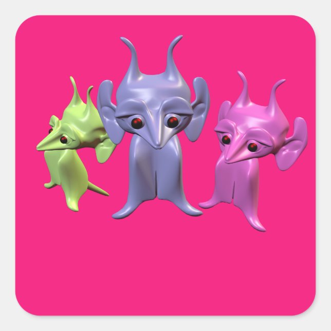 Sticker Carré Petits Martiens (Devant)