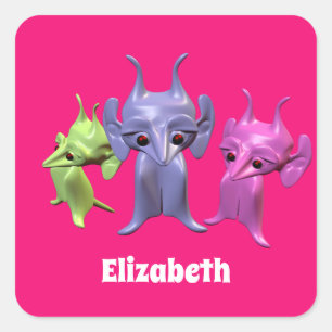 Sticker Carré Petits Martiens, personnalisés pour les enfants.