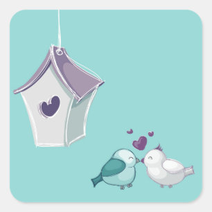 Sticker Carré Petits oiseaux