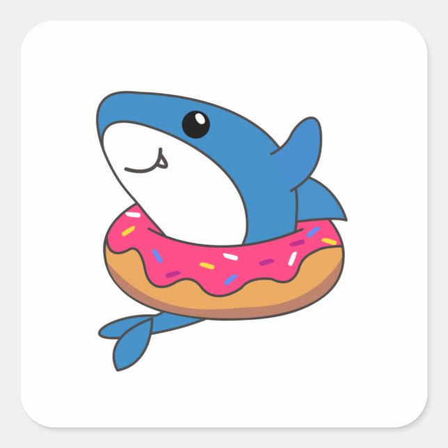 Sticker Carré Petits requins Animaux Amusants Dans Le Requin À D (Devant)