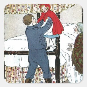 Sticker Carré Peu de capuchon rouge : Coffre-fort peu rouge