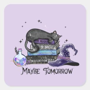 Sticker Carré Peut-être demain - Chat noir, Livres et Vibes de c