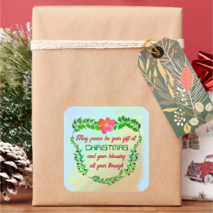 STICKER CARRÉ PEUT-ÊTRE QUE LA PAIX SOIT VOTRE CADEAU À NOËL