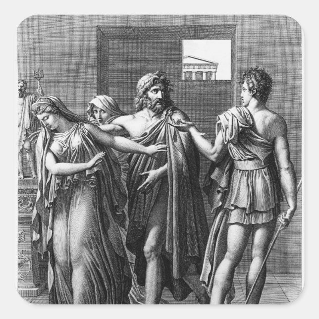 Sticker Carré Phaedra, Thésée et Hippolytus (Devant)