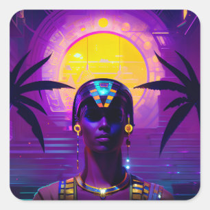 Sticker Carré Pharaon Synthwave