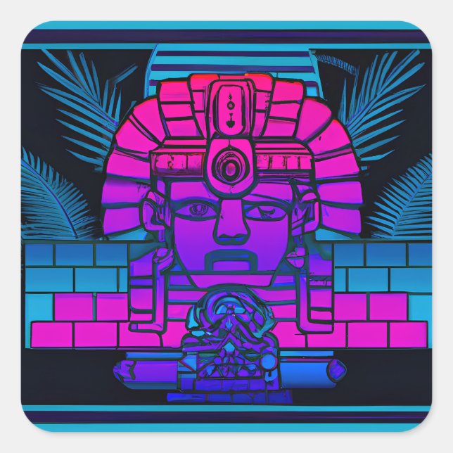 Sticker Carré Pharaon Synthwave (Devant)