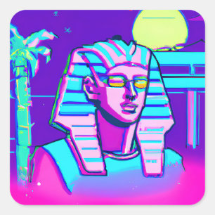 Sticker Carré Pharaon Synthwave