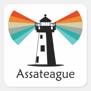 Sticker Carré Phare d'Assateague Virginie Arc-en-ciel