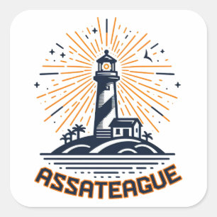 Sticker Carré Phare d'Assateague Virginie Lever du soleil