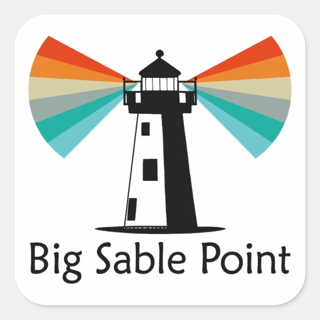 Sticker Carré Phare de Big Sable Point Arc-en-ciel (Devant)