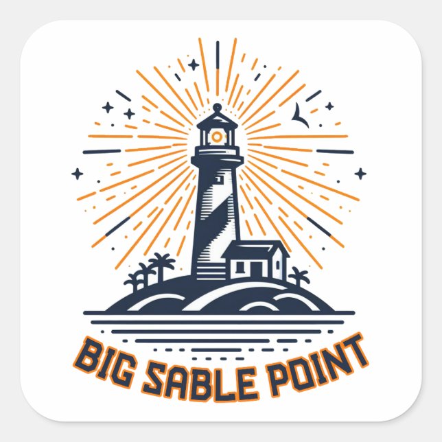 Sticker Carré Phare de Big Sable Point au lever du soleil (Devant)