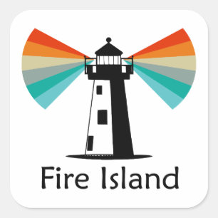 Sticker Carré Phare de Fire Island Arc-en-ciel