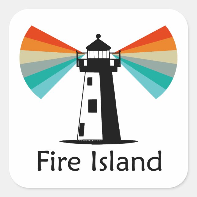 Sticker Carré Phare de Fire Island Arc-en-ciel (Devant)