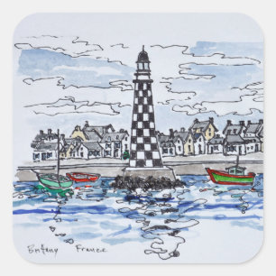 Sticker Carré Phare de la Perdrix, Loctudy Bretagne, France
