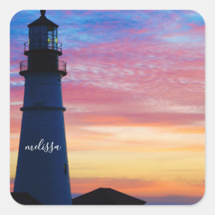 Sticker Carré Phare de Portland Head Sunrise Maine