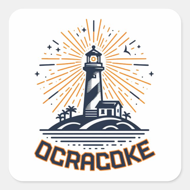 Sticker Carré Phare d'Ocracoke en Caroline du Nord au lever du s (Devant)