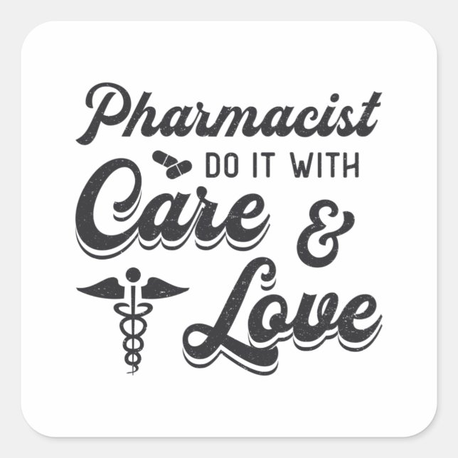 Sticker Carré Pharmaciste Le Faire Avec Soins Pharmacie Technolo (Devant)