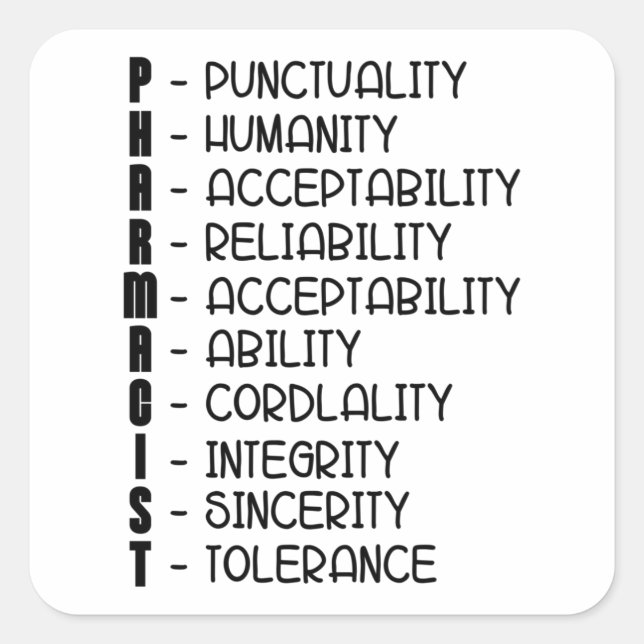 Sticker Carré Pharmacy Quote Medicine Technician Pharmacist Tech (Devant)