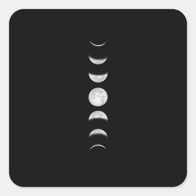 Sticker Carré Phases de Lune Astronomie Cool (Devant)