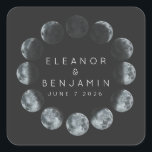 Sticker Carré Phases de lune d'aquarelle noire moderne Mariage p<br><div class="desc">Motoneige moderne couleur noire Phases Mariage céleste Carré personnalisé Sticker</div>