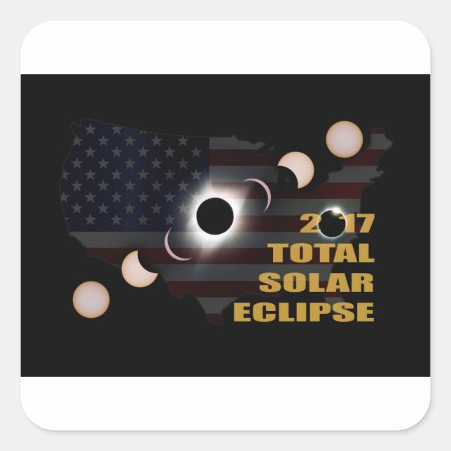 Sticker Carré Phases d'Éclipse Solaire Total 2017 (Devant)