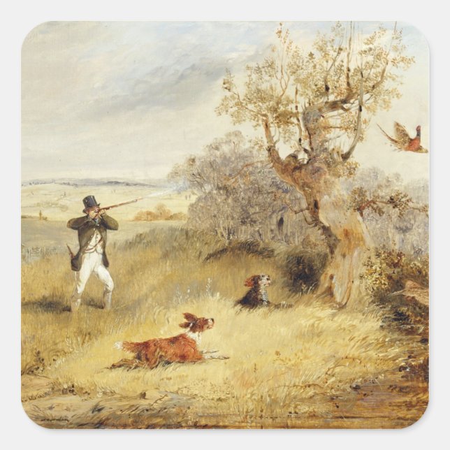 Sticker Carré Pheasant shooting (oil on canvas) 2 (Devant)