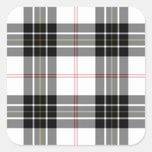 Sticker Carré Pherson tartan noir blanc plaid