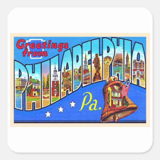 Sticker Carré Philadelphia Pennsylvania PA Large Letter Postcard (Devant)
