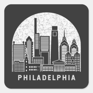 Sticker Carré Philadelphie Pennsylvania Skyline