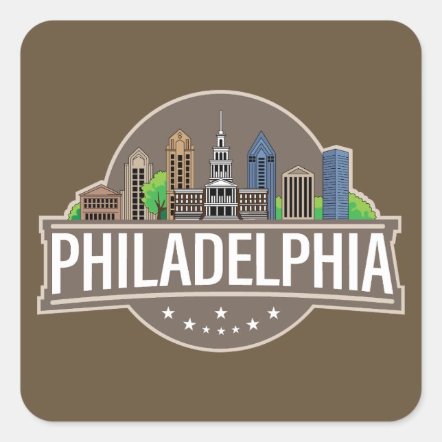 Sticker Carré Philadelphie Pennsylvanie (Devant)