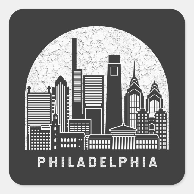 Sticker Carré Philadelphie Pennsylvanie Skyline (Devant)