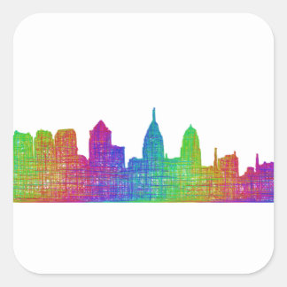 Sticker Carré Philadelphie skyline