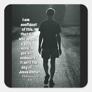 Sticker Carré Philippiens 1:6 Celui qui a commencé une bonne oeu