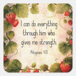 Sticker Carré Philippiens 4:13 Verse de la Bible sur le design i