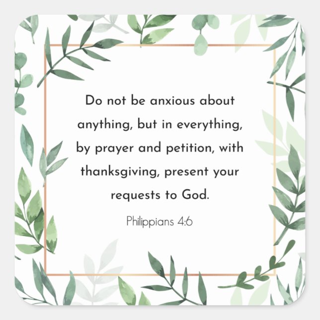 Sticker Carré Philippiens 4:6, Verse de la Bible (Devant)