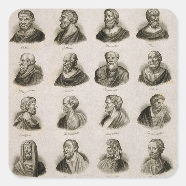 Sticker Carré Philosophes anciens Portrait Thinkers Vintage (Devant)