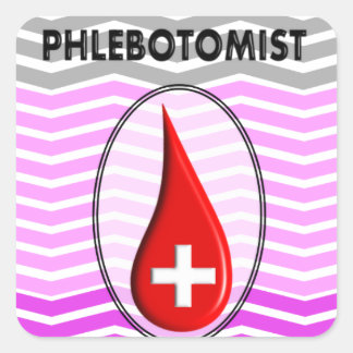 Sticker Carré Phlebotomiste rose Chevron goutte de sang