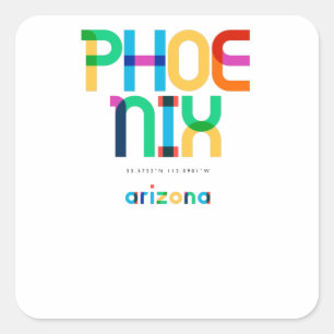 Sticker Carré Phoenix Arizona Mid Century, Pop Art,