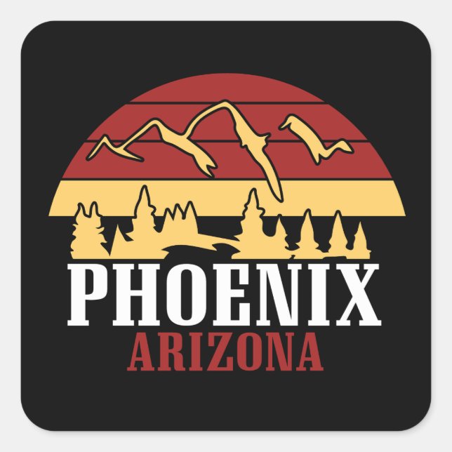 Sticker Carré Phoenix Arizona Skyline Art Print Retro Sunset (Devant)