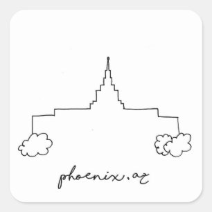 Sticker Carré phoenix arizona temple simple dessin moderne