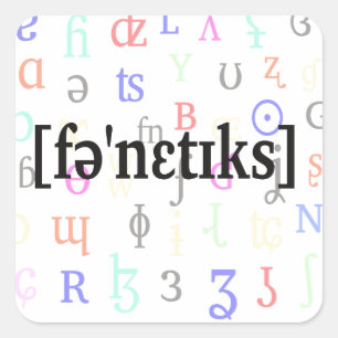 Sticker Carré Phonétique en IPA. Noir sur caractères arrière - p