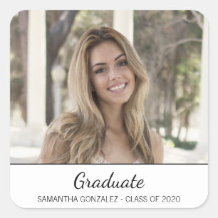 Sticker Carré Phoque moderne noir blanc photo Enveloppe de gradu