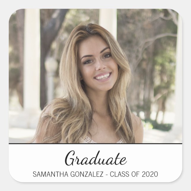 Sticker Carré Phoque moderne noir blanc photo Enveloppe de gradu (Devant)