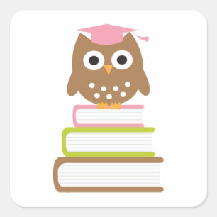 Sticker Carré Phoques de l'enveloppe de graduation de la Chouett