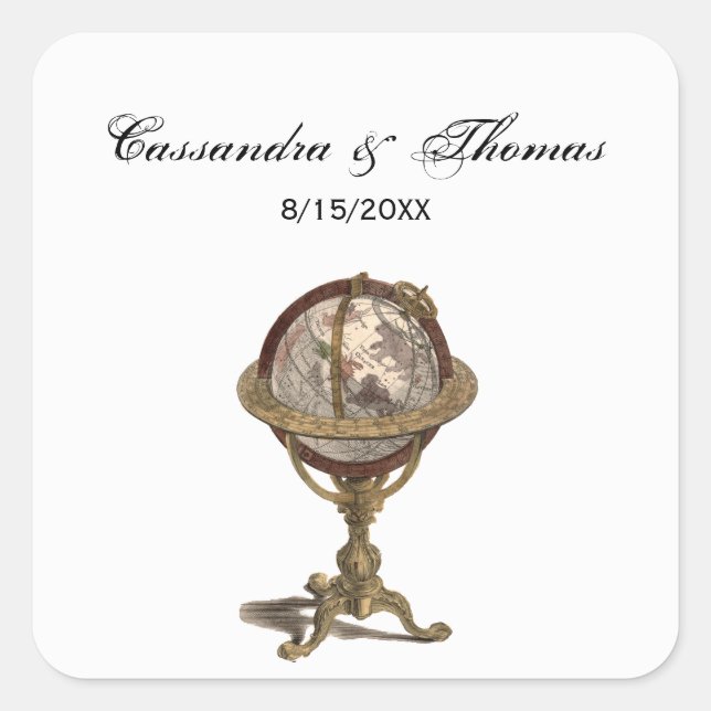Sticker Carré Phoques d'enveloppe blanc du Globe antique (Devant)